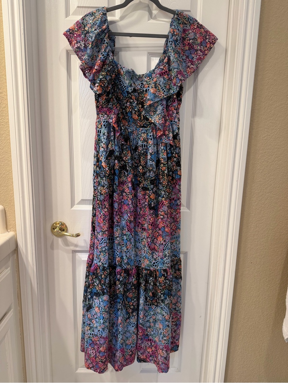 Anthropologie Multicolor Lace Overlay Floral Dress